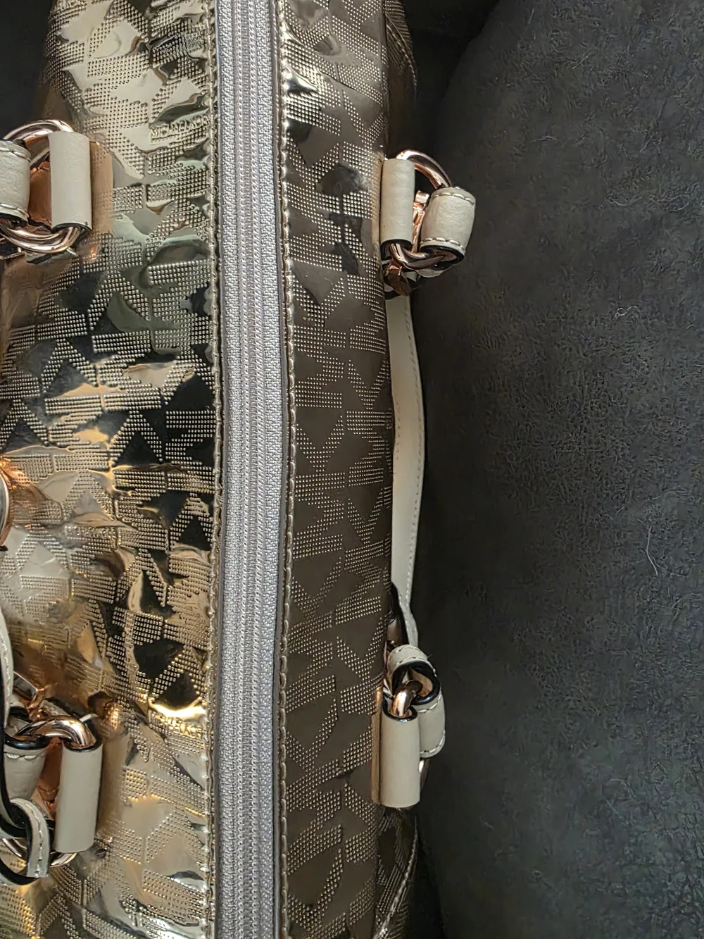 Michael Kors Rose Gold Metallic Logo Satchel